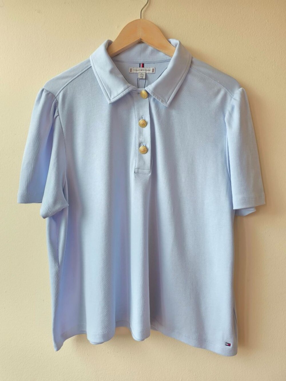 Tommy Hilfiger Pastel Cotton Polo Shirt Short Sleeve Light Blue XL NWT Preppy
